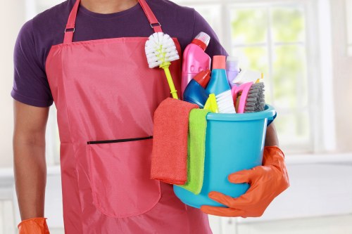 Safety-focused carpet cleaning procedure in a property interior
