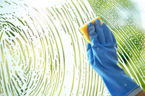Carpet cleaning technician preparing safe equipment in a home